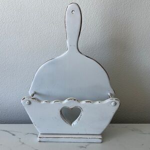 White Rustic Dustpan and Brush Holder